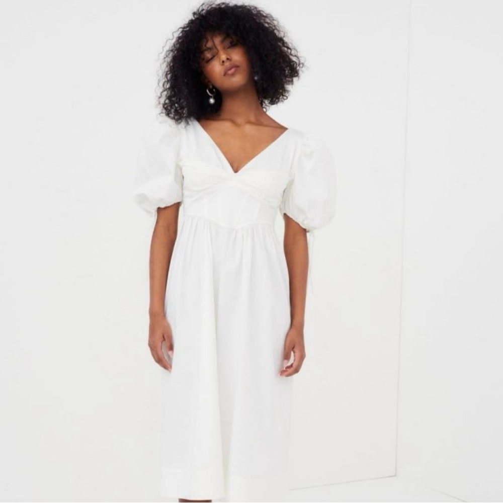 For Love and Lemons White Jocelyn Midi Dress, Size XXS
